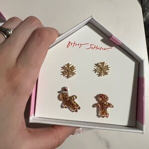Betsey Johnson Festive Gold and Brown Earrings